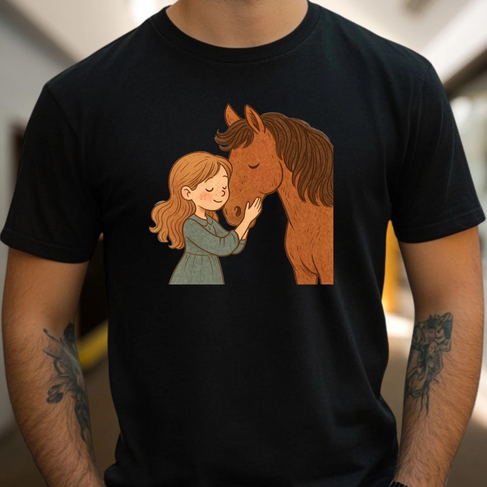 T-Shirt Herren Mädchen mit Pferd Motiv Baumwolle Größe S bis 5XL XXXXL