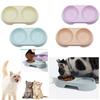 Pet Double Bowl Dogs and Cats Feed In Double Bowls Macaron Plastic Feeding Bowl Pet Supplies Cat Accessories Cat Products Cat Fo