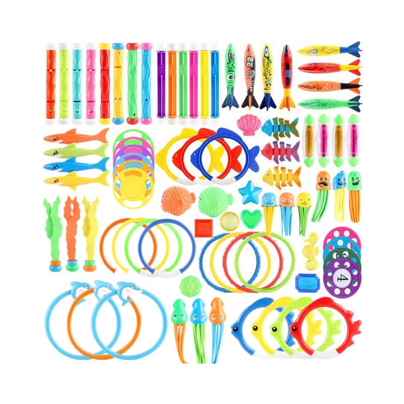Summer Diving Toy Set: Seaweed Octopus Rings & Relay Batons for Pool Play