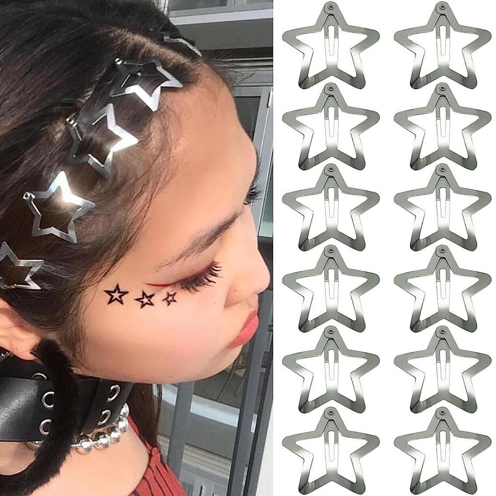 Y2K Spicy Girl Pentagram Silver Hair Clip - Versatile BB Clip Hair Accessory