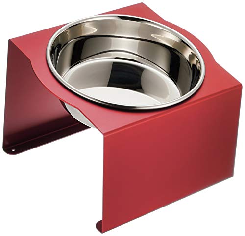MATUMI Hours French Bulldog Food Bowl Stand, Red, Made in Japan, Feed Bowl, Dish Stand, Anodized Aluminum Finish, Reduces Leg and Back Pain, For Frenc