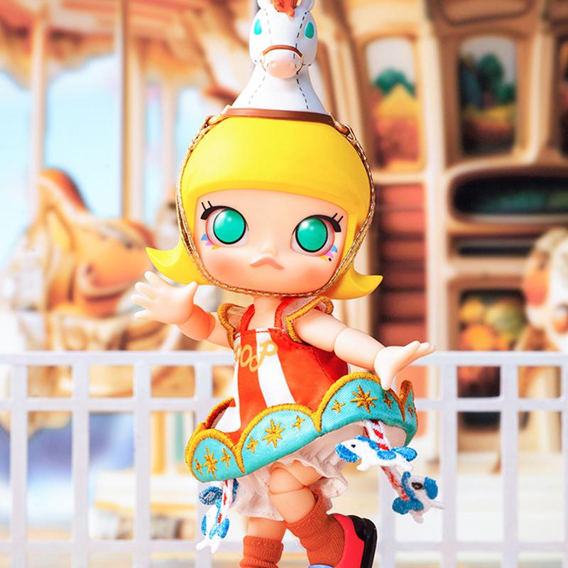 New POP MART MOLLY Rotatable Wooden Doll Trendy Figures 13cm PPMT-2310-0047