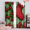 2pcs,2D Plane Printing Curtains Digital Printed Santa Claus and Present Polyester Woven (without Rod) Decorations For Home for