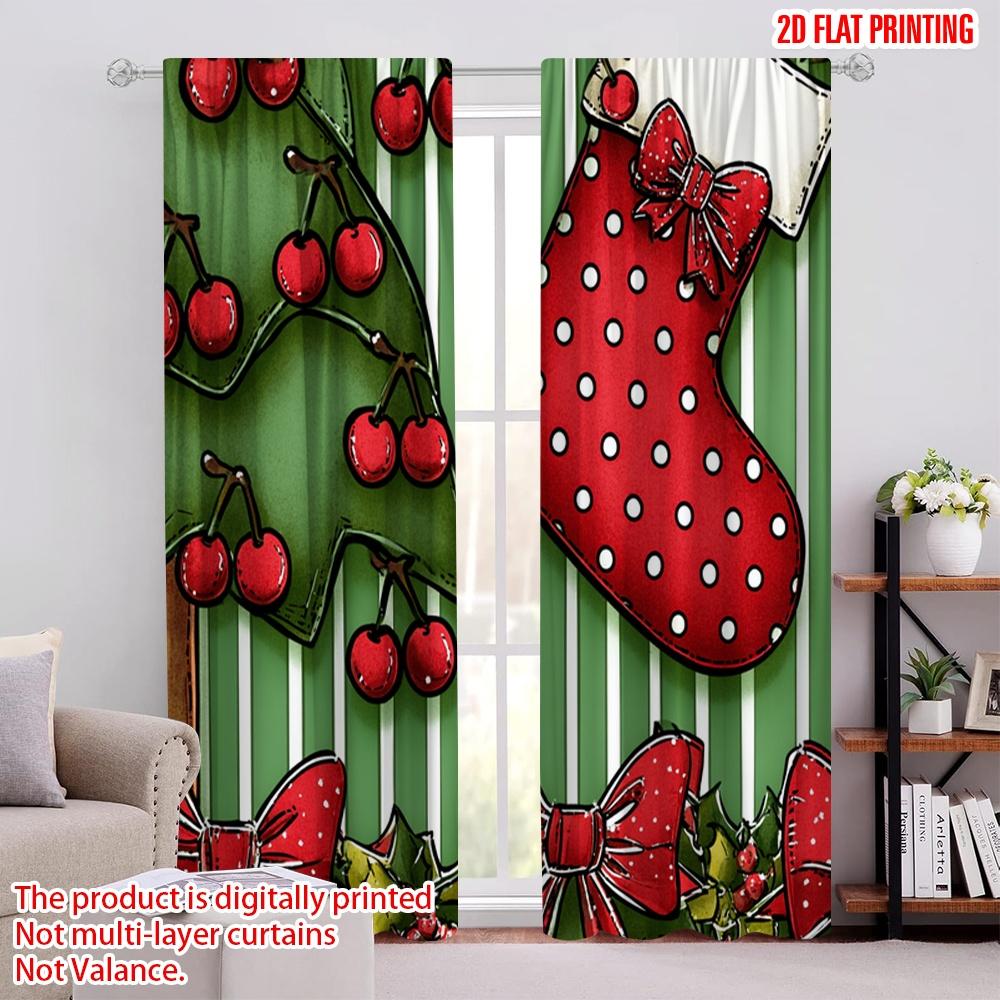 

2pcs,2D plane printing Curtains Digital Printed Santa Claus and Present Polyester Woven (without rod) Decorations For Home for 52.50 × 116.00 cm 2 pcs