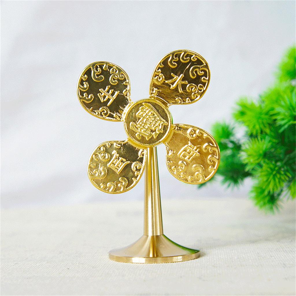 Pinwheels Sculpture Table Desktops Brass Windmill Model Wealth Statue Decors