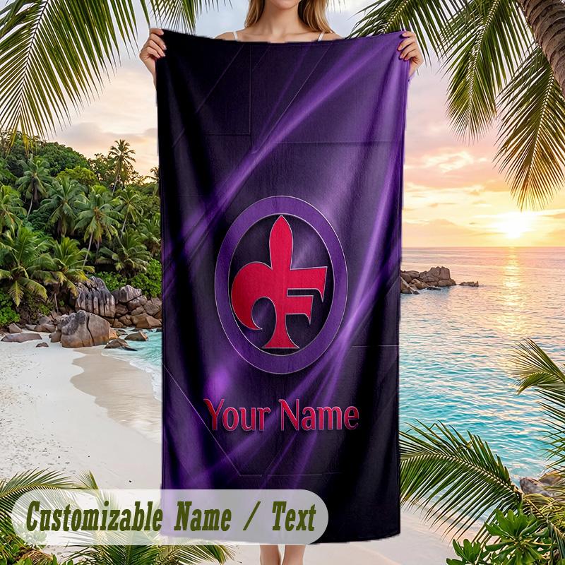 Beach Towel Fiorentina FC Print Custom Name Text Soft Towel for Swimming Pool