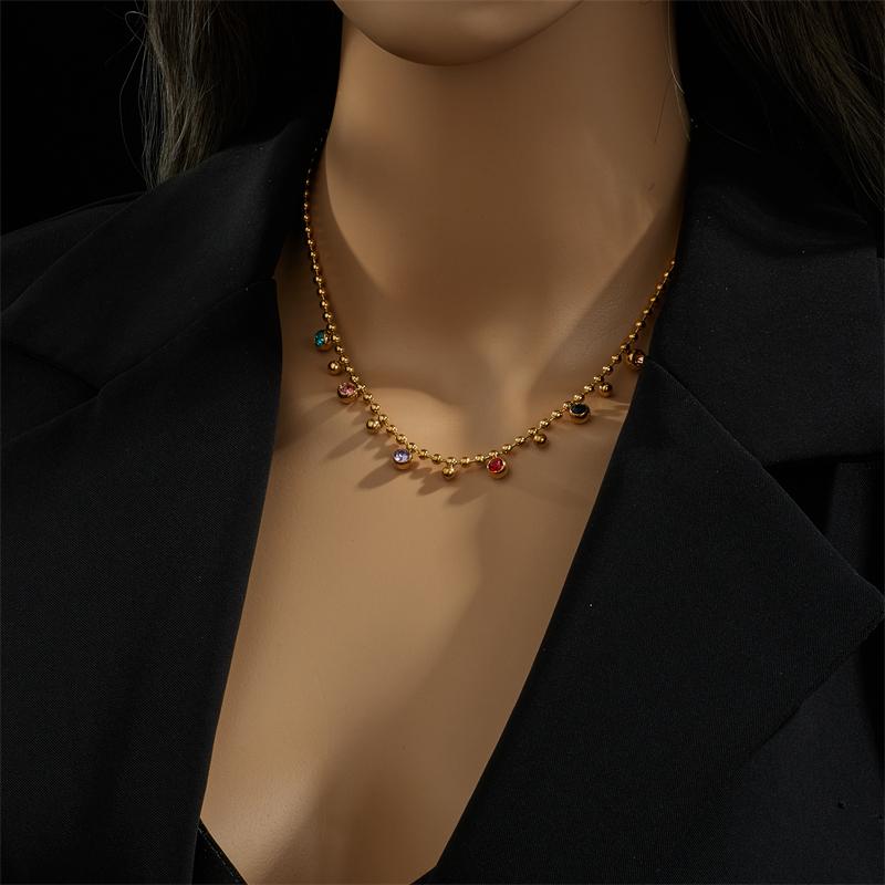 Stainless Steel Woman Necklace New Style Colorful Crystal Decoration Female Necklaces Bohemian Lady Jewelry Gifts