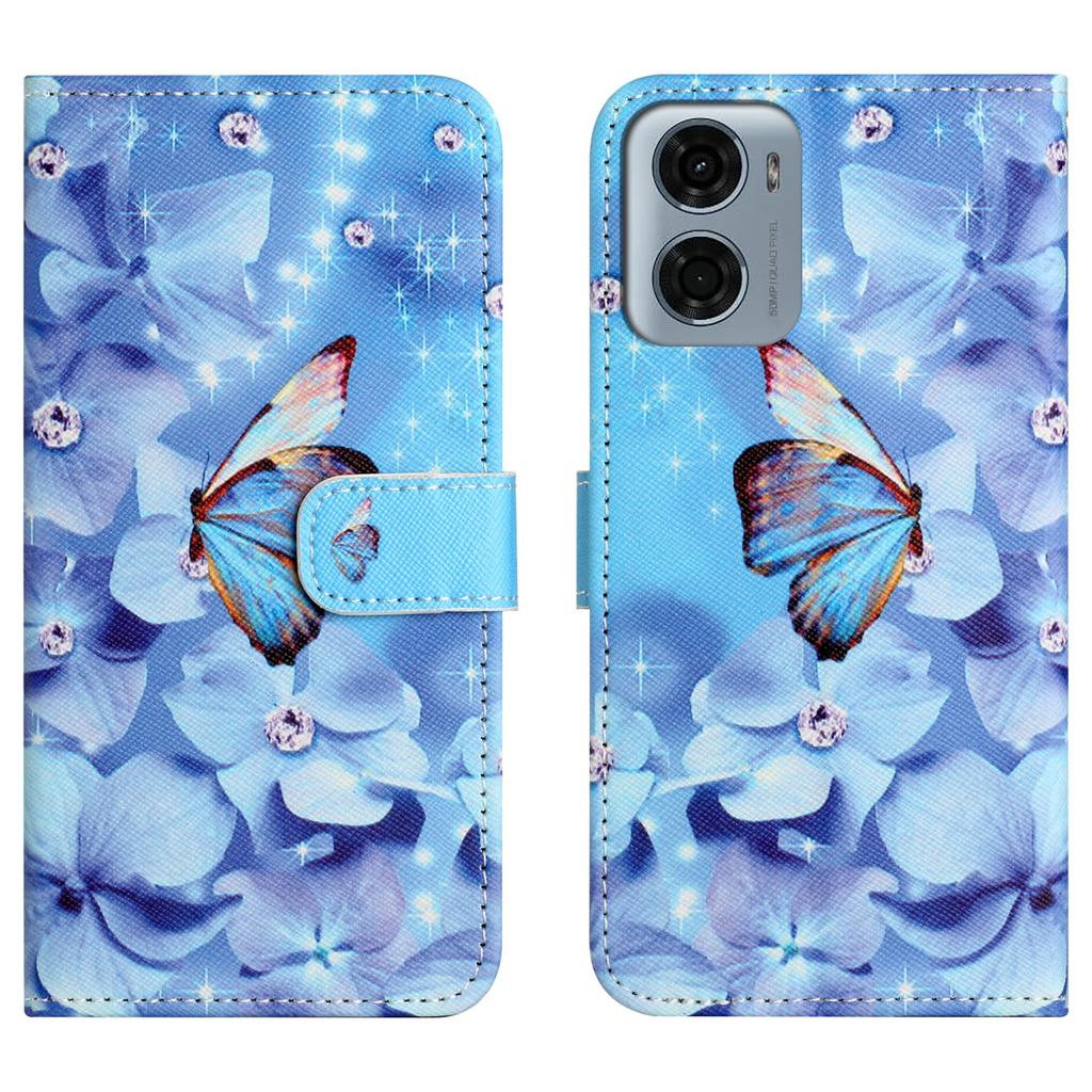 For Motorola Moto G06 4G Case Pattern Print PU Leather Wallet Phone Cover Cross Texture