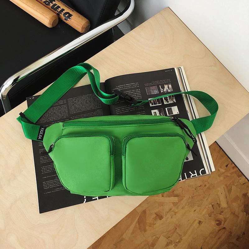 

Breast bag Men s casual messenger bag Sports trendy brand fanny pack Women s anti-splashing shoulder bag Personalized mobile phone bag зелений