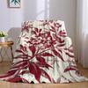 Cream red flower Flannel Blanket Warm Soft Halloween Christmas Couch Warm Cozy Decorative Decor Gift for All Season