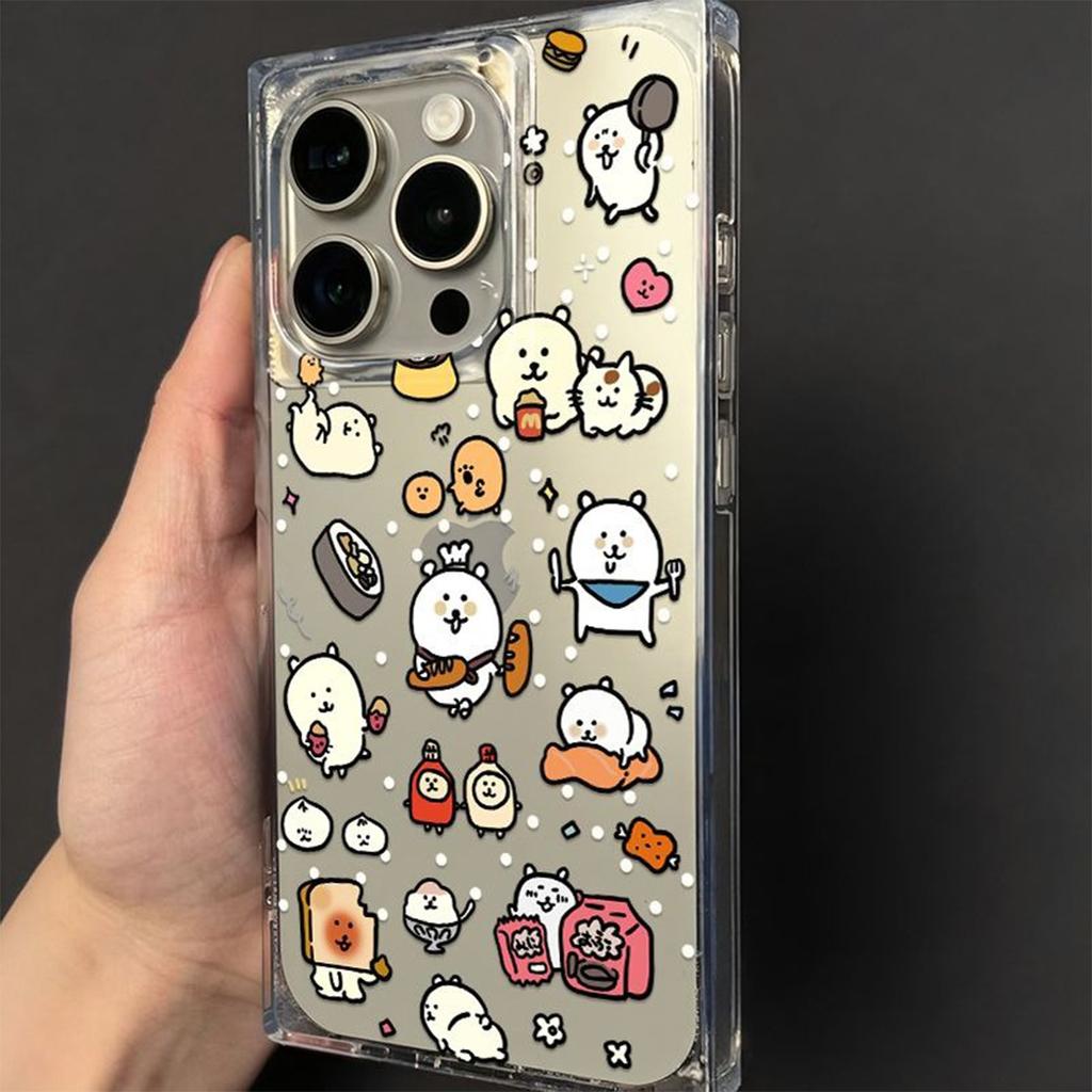 For IPhone16promax Summer Four-corner Anti-fall Mobile Phone Case Ice Crystal Square Transparent Airbag Anti-fall Shell