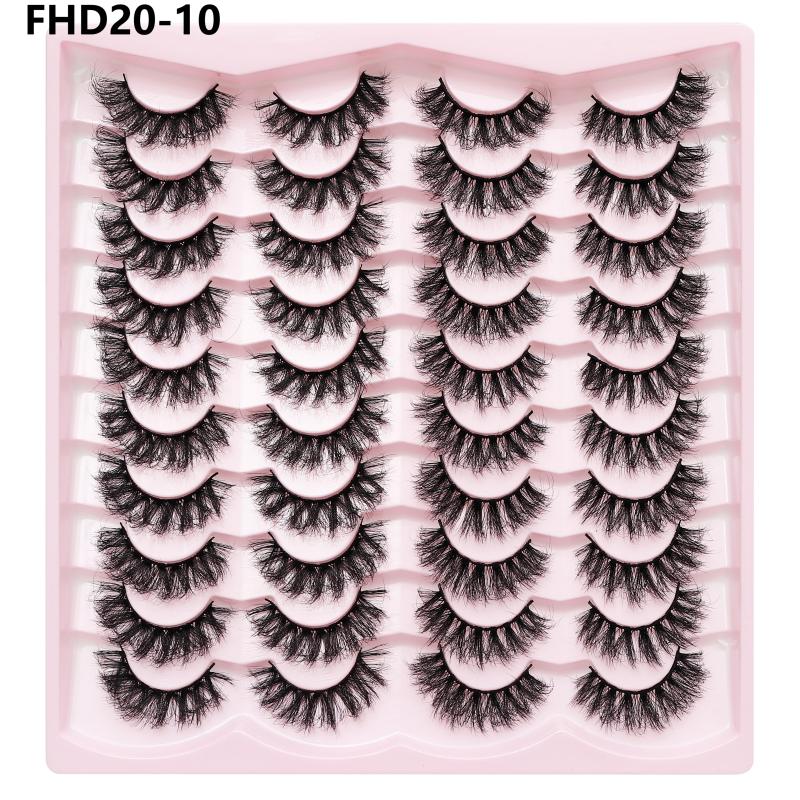 20 Pairs Faux Mink Lashes 3D Fluffy Natural Lashes Makeup False Eyelashes Russian Strip Lashes Eyelash Extension