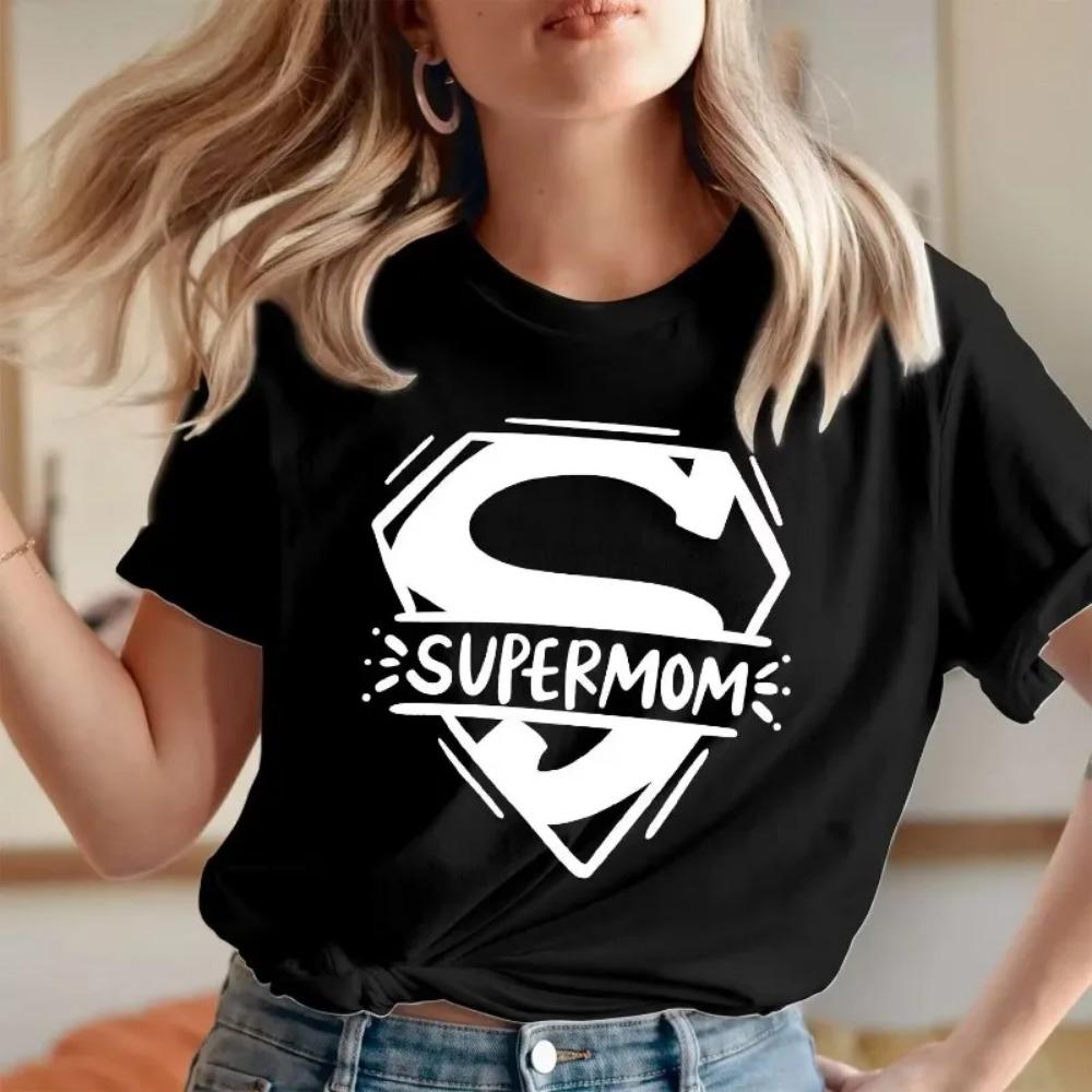 Mothers Day Tshirt Super Mom Superhero Mother s Day T-Shirt Loving Caring Mummy Tops Women Clothes T Shirt Women Tops T Shirts M