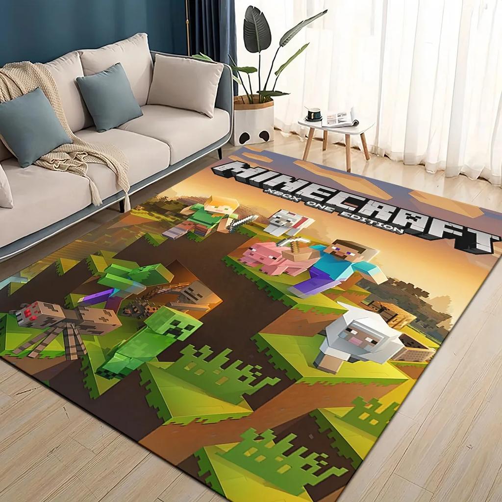 3D S-Sandbox Game  Cartoon Area Rug Large,Carpet Rug for Living Room Bedroom Sofa Doormat Decoration,kid Play Non-slip Floor Mat