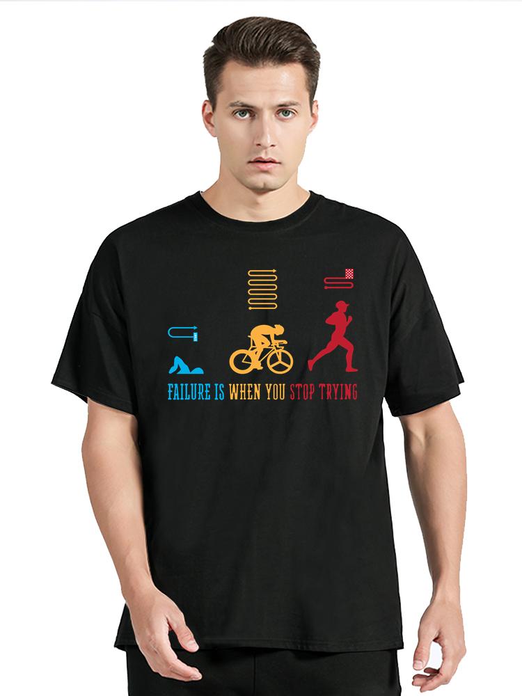 Summer Tops Mens Clothing TOPS Sports Triathlete Swim Bike Run Triathlon TShirt New Casual Cotton Tshirt Fitness T Shirt - Me... S