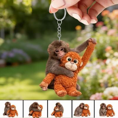 Schlag den Affen Schlüsselanhänger Anhänger Doppelseitig Acryl Affe Hält Spielzeug Schlüsselkette Rucksack