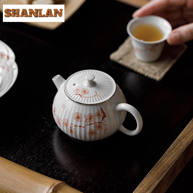 150ml Plant Ash Hand-painted Pine Teapot Antique Tea Infuser Pot Tea Maker Kettle With Ball Hole Chinese Tea Teaware Collection