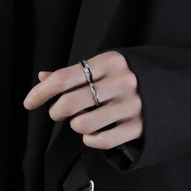 Silver Color Irregular Stars Rings Vintage Gothic Ring for Men Women Fashion Cross Star Open Adjustable Ring Y2k Jewelry Gift