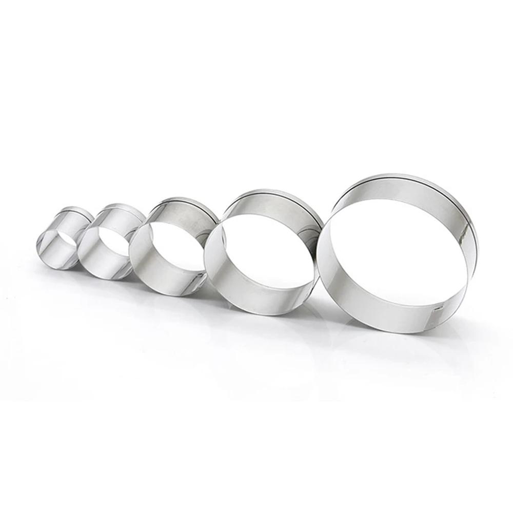 5pcs Cake Cookie Mould Cutter Round Circle Shape Stainless Steel Diy Fondant Mold Tools Kitchen Gadgets and Accessories Tool