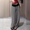 Plus Size Women's Summer Thin Striped Wide-Leg Pants - Design-Forward Slimming Drapey Casual Straight Athletic Trousers