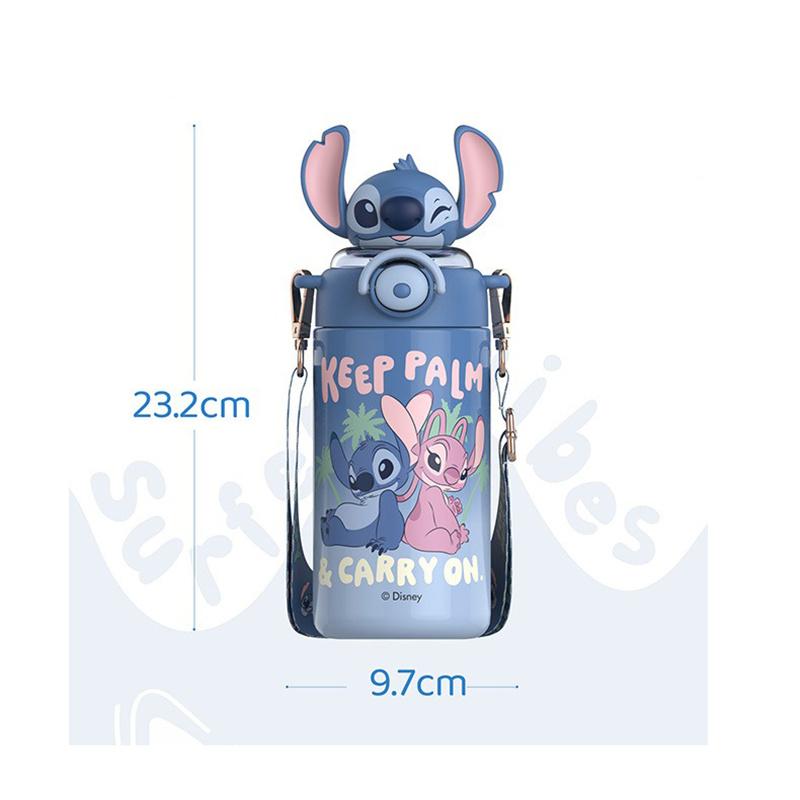 600ml Tazza Termica Cartone Animato Disney Stitch Grande Capacità Disney Carino Stitch Acciaio Inossidabile Borraccia Termica Con Cannuccia
