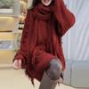 Women Autumn and Winter Vintage Streetwear V Neck Knitted Sweater Solid Long Sleeve Pullovers