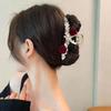 Vintage sametově červená růže drápky do vlasů pro ženy Luxusní kovová spona Spona Sponky do vlasů Sponky do vlasů Nové kamínkové vlasové doplňky Pokrývky hlavy