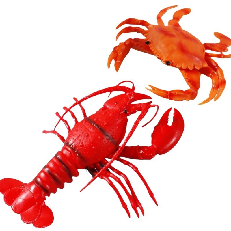 Non Toxic Soft PVC Squeaky Crab Lobster Toy Realistic Sound For Kids Bath Time Pretend Play Durable Waterproof Educational