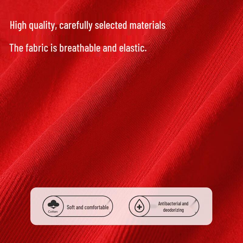 MIIOW Women's Auspicious Red Antibacterial Mid-Waist Briefs 3-Pack