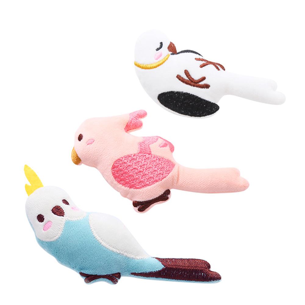 

3pcs Plush Catnip Bird Cat Toy Cartoon Parrot Cats Kitten Scratch Chew Pet Toy