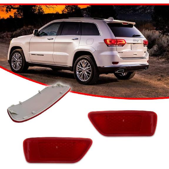 GTINTHEBOX Red Lens Rear Bumper Reflector Light Lamp Compatible with Jeep Grand Cherokee 2012-2018, Patriot 2013-2017, Compass 2011-2016,Dodge