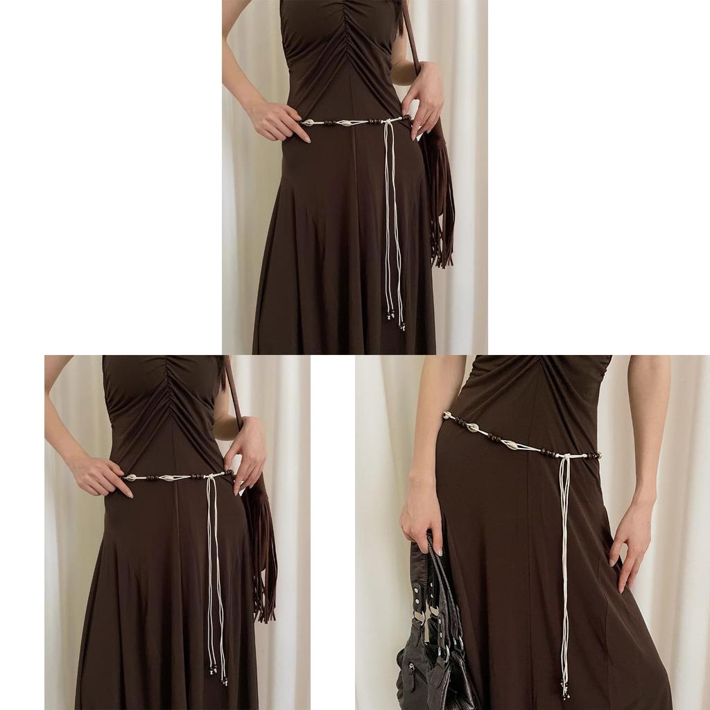 Bohemian Vintage Taillengürtel mit Muschelperlen-Weberei für Sommerkleid-Accessoires