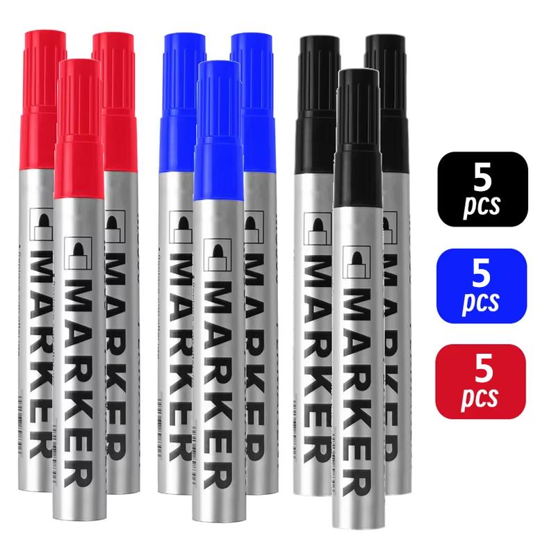 5PCS Permanent Paint Marker Pen Waterproof Pen for Tyre Oily Markers Capacity Quick Drying Signature Pen Stationery Supplies