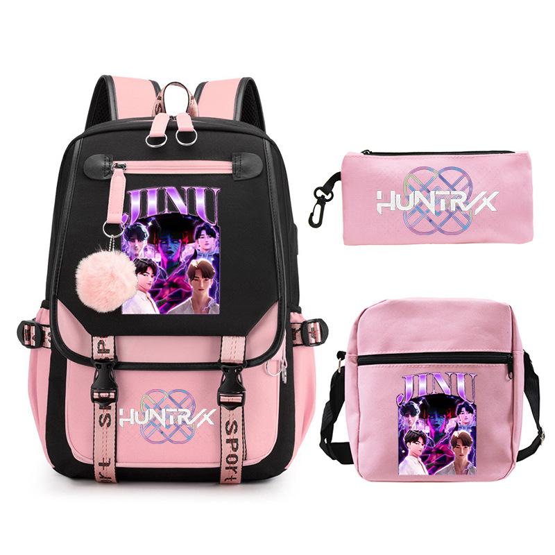 KPop Demon Hunters Fashion Student School Bag Shoulder Backpack Casual Pencil Bag