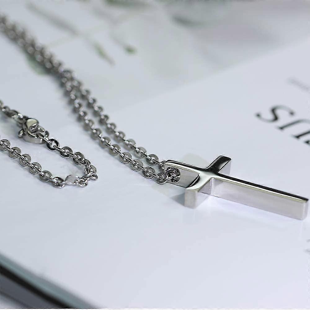 Simple Stainless Steel Cross Pendant Necklace For Men Women