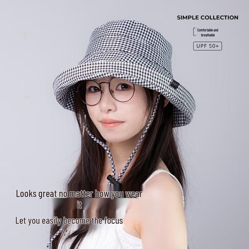 Женская корейская стиль клетка  гусиная лапка  ведро солнцезащитная шляпа M