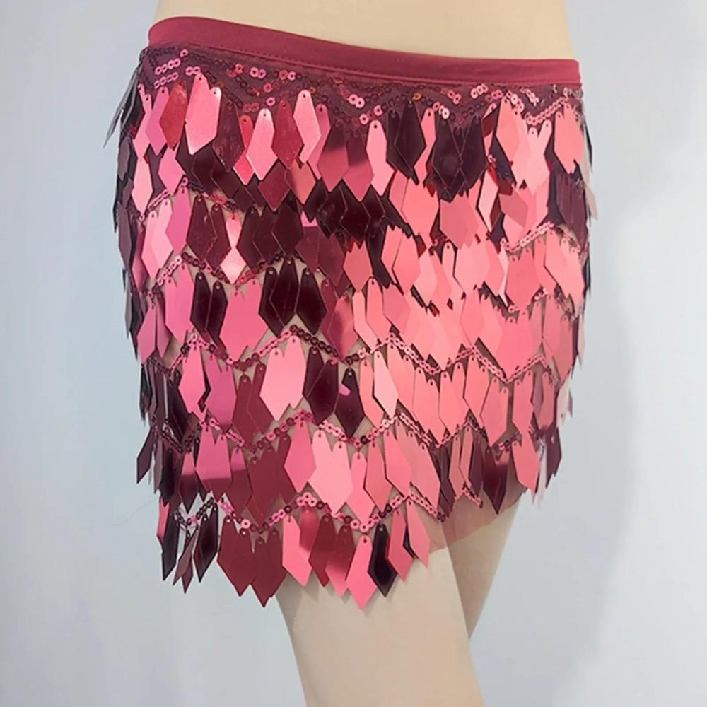 Holographic Sequin Belly Dance Skirt Wrap Style Performance Costume Skirt Dance Performance