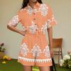 Women's Fashion V-neck Jumpsuit Plaid Casual Short Sleeve Top Jumpsuit