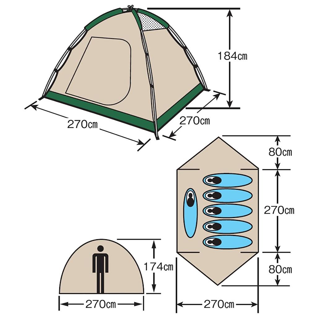 Stan Captain Stag Camping Dome s taškou CS 270UV [pro 5-6 osob] M-3132
