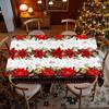 Christmas Round Table Cloth, Red Flowers, Pine Cones, Berries, Wavy Edge Round Table Tablecloth Retro