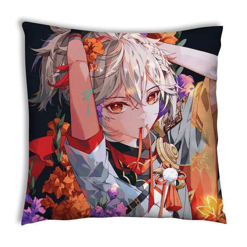 Genshin Impact Noelle Anime Pillowcase for Pillows Kawaii Aether Throw Pillow Cover Decorative Pillow for Bed Aesthetic 45x45 cm