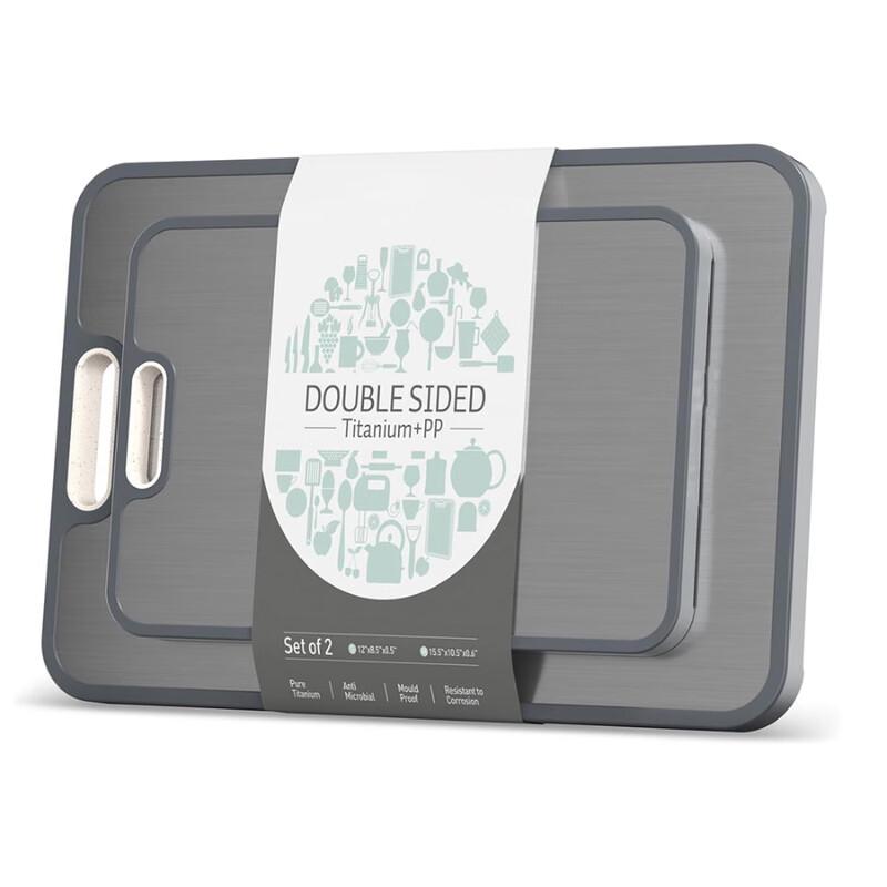

ZISIZ Titanium & Wheat Straw Cutting Board Set