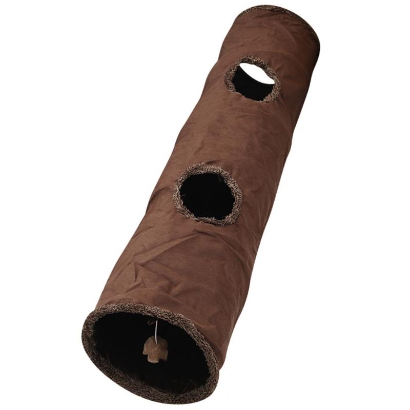 Collapsible Cat Tunnel Toy with Dangling Toy Playtube Crinkle Plush Foldable Tunnel for Indoor Kitten Rabbit