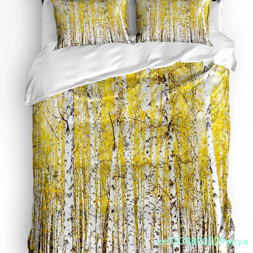 Autumn Plant Tree Leaves Duvet Cover With Pillow Case Custom Comforter 3pcs Bedding Set Quilt Cover Double Bed Home Textile