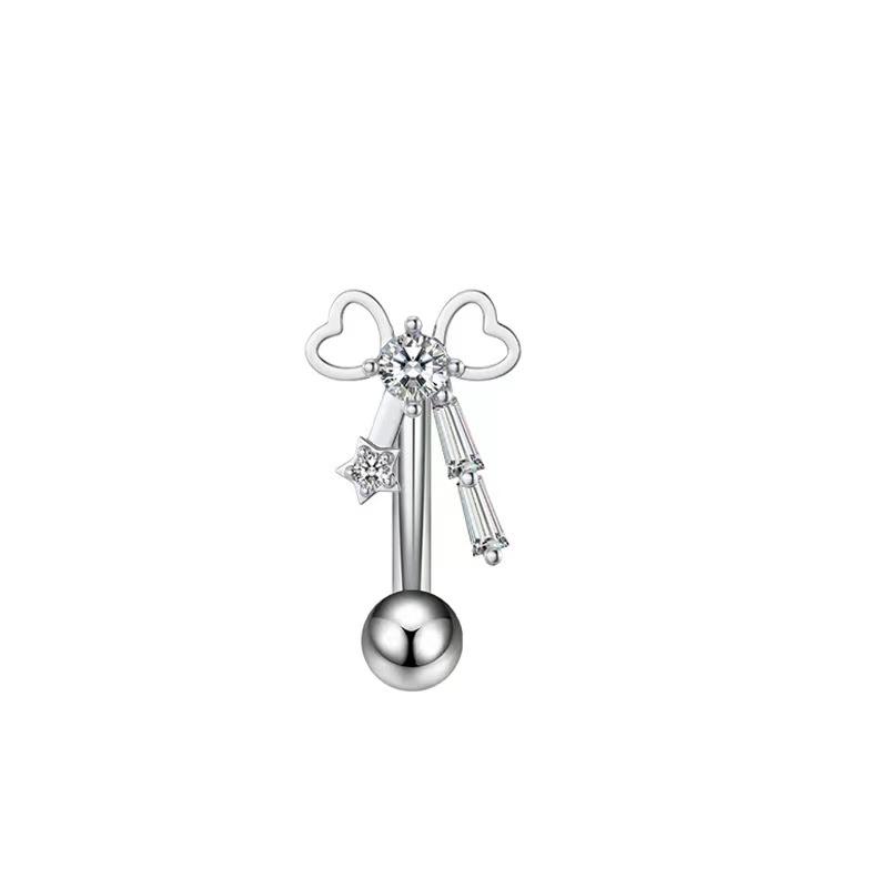 1pc Stainless Steel Zircon Eyebrow Nail Piercing Bent Pod Eyebrow Ring Cartilage Piercing Body Piercing Zircon