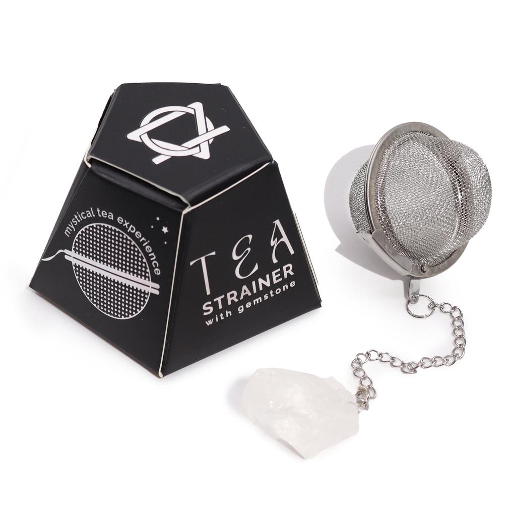 Stainless Steel Tea Infuser, Raw Rock Quartz Gemstone