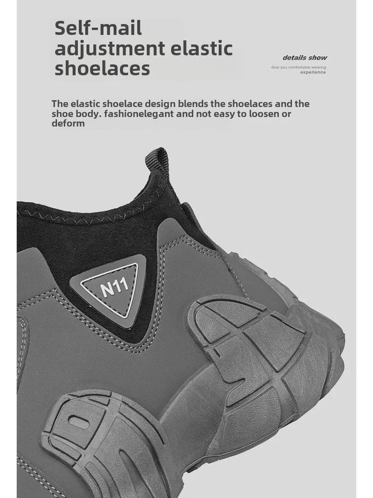 Men's 2024 Autumn High-Top Waterproof Non-Slip Work Boots with Velvet Lining