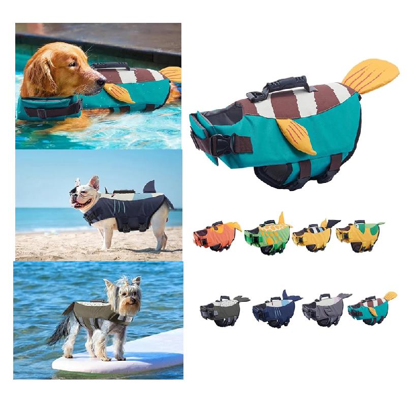 Dog Life Jacket for Swimming Boating Flotation Vests High Buoyancy Shark Pet Swim Safety Vest for Small Medium Large Dogs Swim