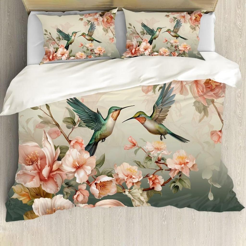 Hummingbird Duvet Cover For Kids Boys Girls Quilt Covers Lightweight Down Bedroom Decor 2 Pillowcases 1 Duvet Cover No Comforter