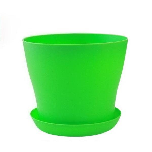 

Large Mouth PP Flower Pots with Saucers and Drainage Holes for Balcony Use XS зелений